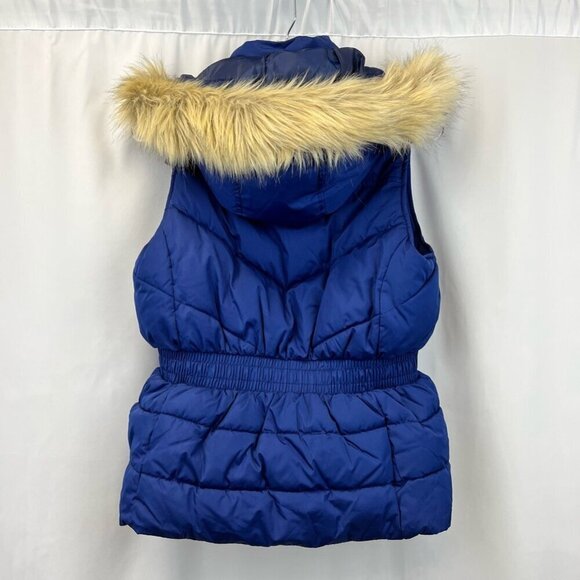 Banana Republic Womens Vest Blue Zipper Detachable Hood Elastic Waist Pockets S - Picture 6 of 10